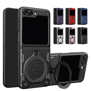 Galaxy Z Flip7 6 5 4 �ϏՌ� �P�[�X �J�o�[ �܂肽���݌^ ��̌^�����O�t�� �}�O�l�b�g���ԍڃz���_�[�Ή� 2�d�\�� �X�g���b�v�� �X�^���h�@�\ Samsung �T���X��