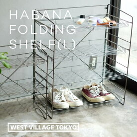 HABANA FOLDING SHELF Lsize ハバナフォールディングシェルフ Lサイズ 4段 折り畳み 折りたたみ 壁掛け 床置き アイアン 鉄 壁面収納 スニーカー 植物 本 経年劣化 収納 クリア塗装 かっこいい 男前 無骨 インダストリアル