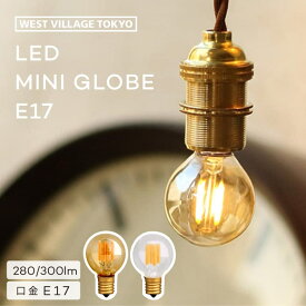 LED電球 MINI GLOBE E17 ミニグローブ エジソンバルブ LED ND-E17SGC ND-E17SGGC 電球 電気 LED 小さめ 照明 間接照明 ライト 裸電球 20W相当 280lm 300lm 2500K レトロ ヴィンテージ エコ 省エネ おしゃれ かわいい きれい ウエストビレッジ