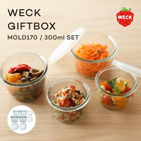 WECK GIFTBOX WE-S217 MOLD170ml MOLD300ml 4個セット モールド シリコンキャップ付き シリコン 蓋 瓶 容器 密閉 収納 調味料 入れ 瓶 保存瓶 保存容器 ウェック 小物入れ ケース キッチン おしゃれ かわいい シンプル 北欧 贈り物 ギフト プレゼント ドイツ