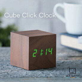 Cube Click Clock キューブクリッククロック GINGKO 置時計 アラームクロック 時計 LED 日付表示 温度表示 電池 USB充電 キューブ 木目調 大理石風 オブジェ おしゃれ