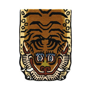 【新商品】ラグ Tibetan Tiger Rug H Series ハーフサイズ チベタン 70cm タイガー ラグ マット ウール 虎 トラ 硬め 厚手 手触り ハンドメイド 手織り チベット 絨毯 リビング 寝室 玄関 室内 ディテー