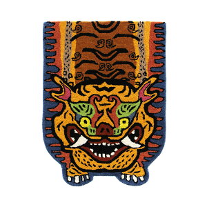 【新商品】ラグ Tibetan Tiger Rug H Series ハーフサイズ チベタン 70cm タイガー ラグ マット ウール 虎 トラ 硬め 厚手 手触り ハンドメイド 手織り チベット 絨毯 リビング 寝室 玄関 室内 ディテー