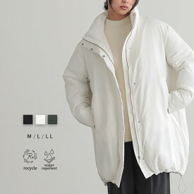 撥水 中綿 ボリューム コート レディース アウター トップス 羽織 ハイネック ドローコード 調整 リサイクルポリエステル サスティナブル エコ 秋 冬 M L LLサイズ 洗濯可 for/c フォーシー 楽天room