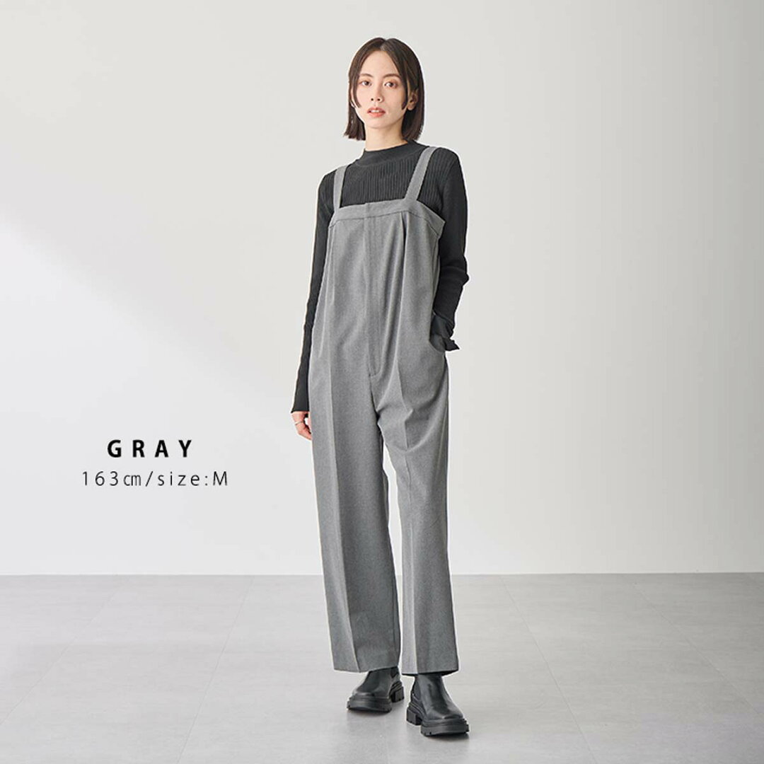 撥水 サロペット パンツ オールインワン レディース ボトム ワンピース ワイド ワイドパンツ ストレートパンツ ウエストゴム リサイクルポリエステル エコ 25S/S 春 夏 秋 低身長 高身長 プチ トール サイズ 洗濯可 for/c フォーシー 楽天room - メイン画像 5