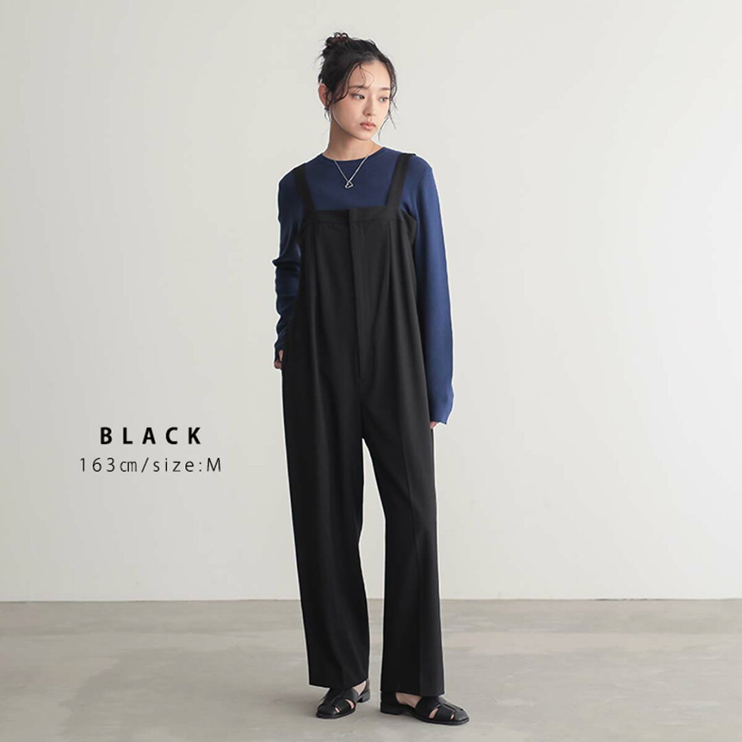 撥水 サロペット パンツ オールインワン レディース ボトム ワンピース ワイド ワイドパンツ ストレートパンツ ウエストゴム リサイクルポリエステル エコ 25S/S 春 夏 秋 低身長 高身長 プチ トール サイズ 洗濯可 for/c フォーシー 楽天room - メイン画像 6