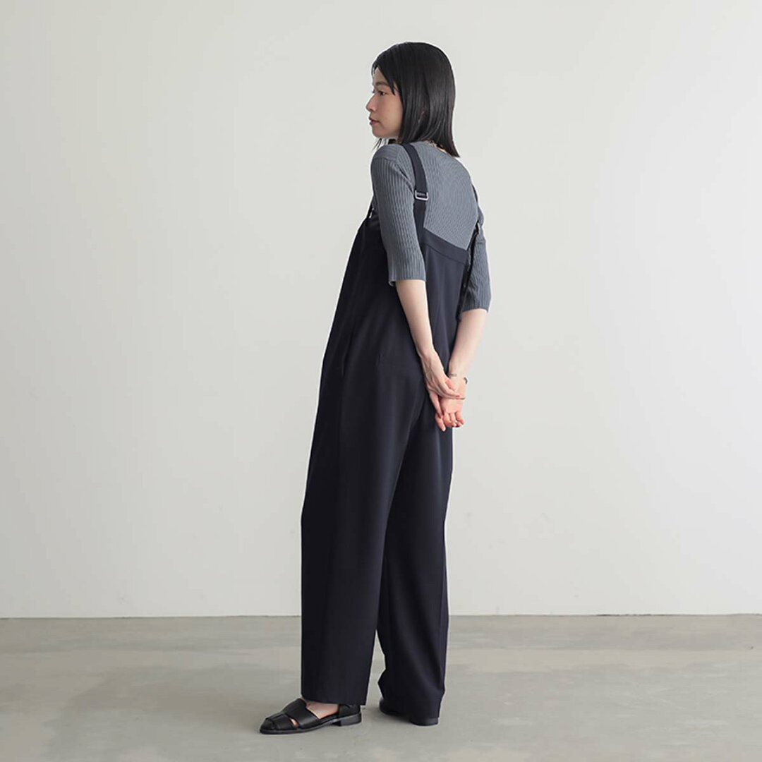 撥水 サロペット パンツ オールインワン レディース ボトム ワンピース ワイド ワイドパンツ ストレートパンツ ウエストゴム リサイクルポリエステル エコ 25S/S 春 夏 秋 低身長 高身長 プチ トール サイズ 洗濯可 for/c フォーシー 楽天room - メイン画像 9