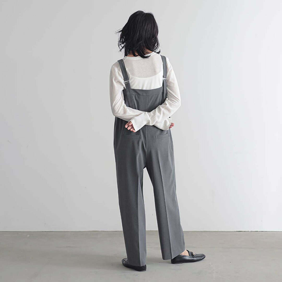撥水 サロペット パンツ オールインワン レディース ボトム ワンピース ワイド ワイドパンツ ストレートパンツ ウエストゴム リサイクルポリエステル エコ 25S/S 春 夏 秋 低身長 高身長 プチ トール サイズ 洗濯可 for/c フォーシー 楽天room - メイン画像 10