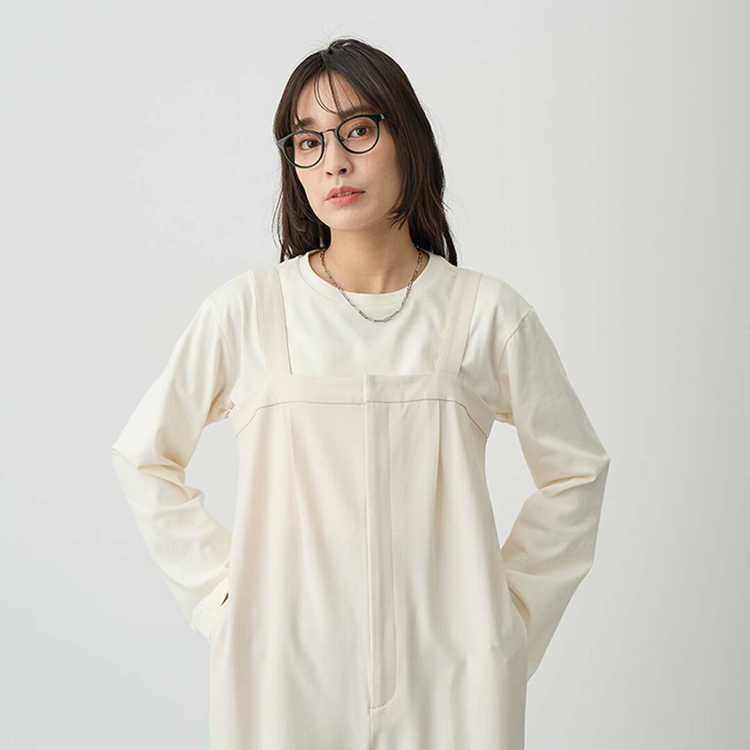 撥水 サロペット パンツ オールインワン レディース ボトム ワンピース ワイド ワイドパンツ ストレートパンツ ウエストゴム リサイクルポリエステル エコ 25S/S 春 夏 秋 低身長 高身長 プチ トール サイズ 洗濯可 for/c フォーシー 楽天room - メイン画像 11