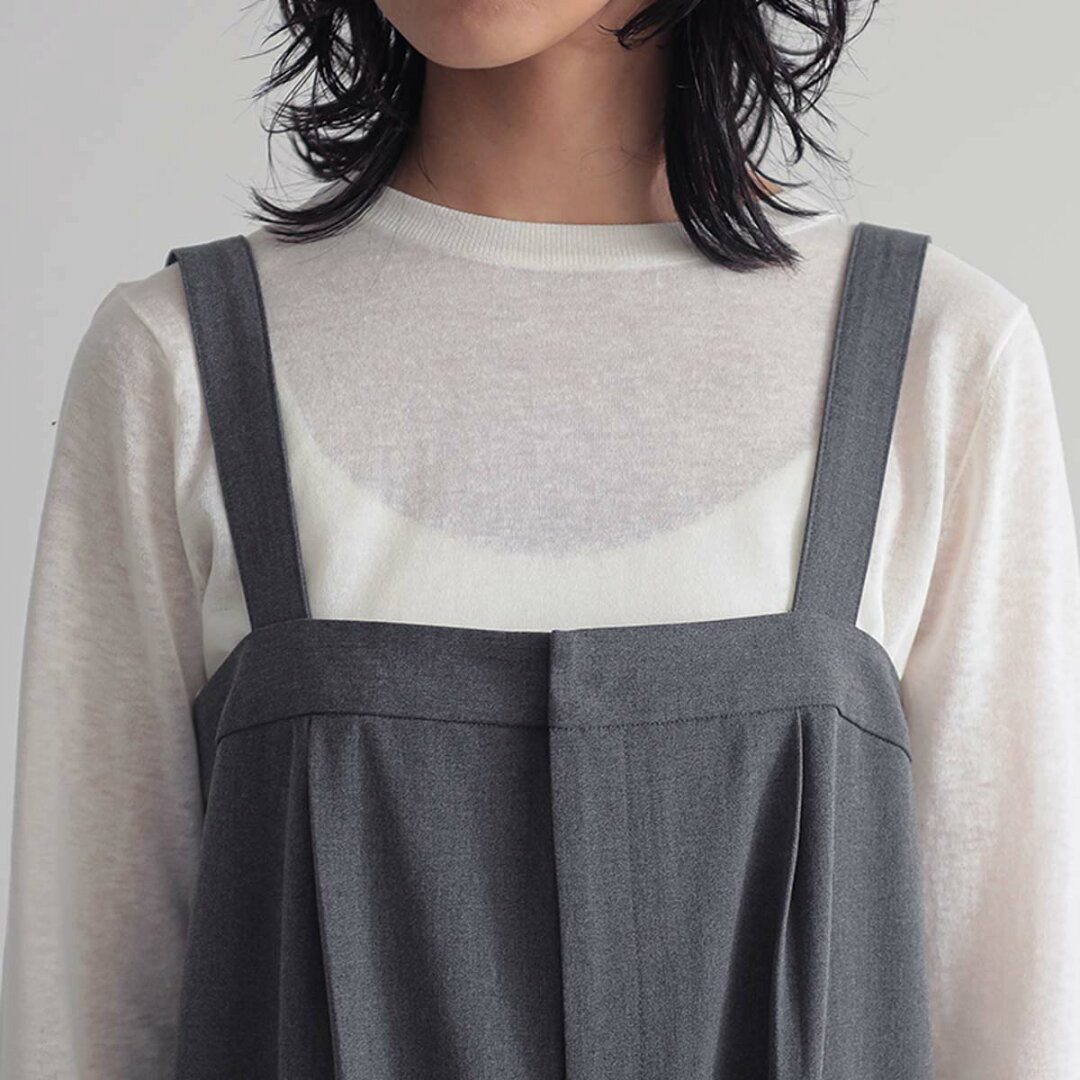 撥水 サロペット パンツ オールインワン レディース ボトム ワンピース ワイド ワイドパンツ ストレートパンツ ウエストゴム リサイクルポリエステル エコ 25S/S 春 夏 秋 低身長 高身長 プチ トール サイズ 洗濯可 for/c フォーシー 楽天room - メイン画像 14