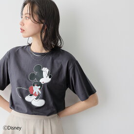 【最大50%OFFクーポン 19日9:59迄】[for/c and]【Disney / ディズニー / ミッキーマウス】 トップス レディース Tシャツ 綿100 綿 半袖 クルーネック USAコットン シンプル カジュアル ゆったり 楽ちん おしゃれ 春 夏 秋 M L LL 洗濯可 for/c フォーシー 【メール便可】