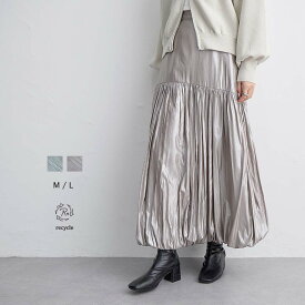 箔プリント スカート レディース ボトム バルーンスカート ロングスカート ウエストゴム ポケット きれいめ 光沢感 リサイクルポリエステル エコ 春 夏 秋 冬 M Lサイズ 洗濯可 for/c フォーシー 楽天room【メール便可】