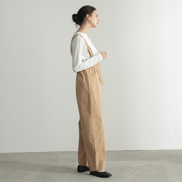 撥水 サロペット パンツ オールインワン カーブシルエット レディース ボトム ワンピース ワイド ワイドパンツ ストレートパンツ ポケット きれいめ リラックス リサイクルポリエステル エコ 春 夏 秋 冬 M Lサイズ 洗濯可 for/c フォーシー 楽天room - メイン画像 11