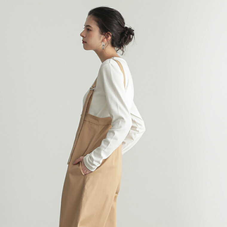 撥水 サロペット パンツ オールインワン カーブシルエット レディース ボトム ワンピース ワイド ワイドパンツ ストレートパンツ ポケット きれいめ リラックス リサイクルポリエステル エコ 春 夏 秋 冬 M Lサイズ 洗濯可 for/c フォーシー 楽天room - メイン画像 8