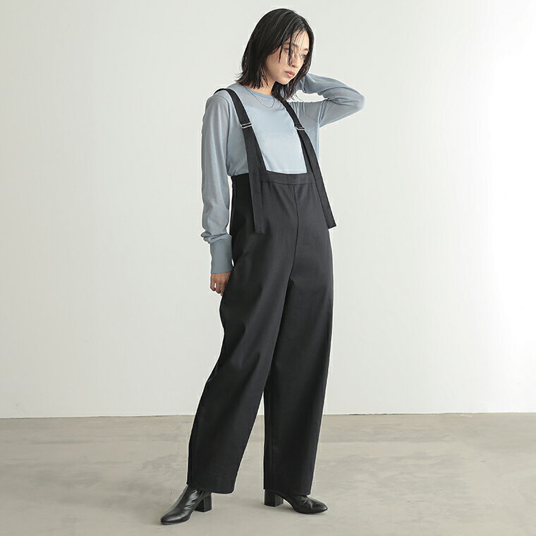撥水 サロペット パンツ オールインワン カーブシルエット レディース ボトム ワンピース ワイド ワイドパンツ ストレートパンツ ポケット きれいめ リラックス リサイクルポリエステル エコ 春 夏 秋 冬 M Lサイズ 洗濯可 for/c フォーシー 楽天room - メイン画像 10