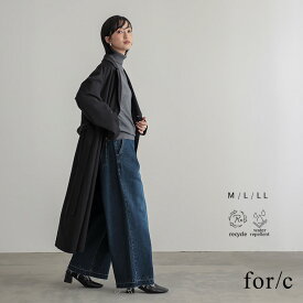 撥水 トレンチコートコート トレンチ ベルト付き はっ水 ロング丈 ポケット 羽織 上着 アウター 軽量 重ね着 リサイクルポリエステル エコ 春 秋 冬 M L LL サイズ 洗濯可 for/c フォーシー 楽天room