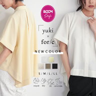 【yuki×for/cコラボ】リネンライク シャツ ブラウス バンドカラー 半袖 ドライ 速乾 UVカット 紫外線対…