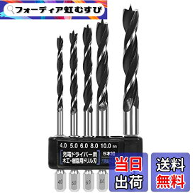 【送料無料】YMJOGGUE 木工用ドリル 六角軸ドリル 木工・樹脂用ドリル刃 5本組 先三角木工ドリル 穴あけドリルビット