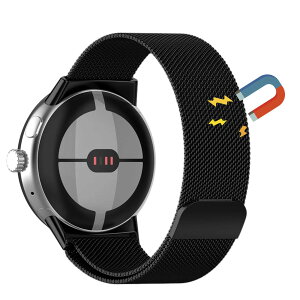 �y���������zLanQii �o���h �p�� Google Pixel Watch 3 45mm �Ή� ���v�o���h ���C�o�b�N�� �X�g �}�O�l�b�g ���b�v ���b�V���D�� �r���v�o���h �����x���g �g�X�e�����X���ߋ��� ���C���b�N �~���l�[
