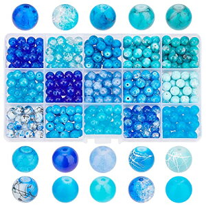 �y���������zPh Pandahall 15�� ���K���X�r�[�Y 450�� 8 mm �u���[ �I�[�V������ �ۃr�[�Y DIY ���ʂ� ��| �A�N�Z�T���[�p�[�c ���[�P�[�X�t��
