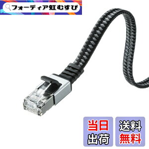 �y���������z�T�����T�v���C LAN�P�[�u�� CAT6A ���b�V���t���b�g ���^���R�l�N�^ 10Gbps/500MHz �M�K�r�b�g �C�[�T�l�b�g�P�[�u�� �c���܂�h�~ RJ45�R�l�N�^ (15m) �u���b�N&�O���[ KB-FL6AME-15BK