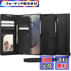 �y���������zSpigen Galaxy S25 Ultra �P�[�X �蒠�^ �ϏՌ� �ČRMIL�K�i�擾 ���X�g���b�v�t�� �J�[�h���[ �σL�Y �����v �Ռ��z�� �E�H���b�gS ACS09124 (�u���b�N)