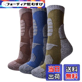 【送料無料】[CYCLETRACK] 靴下 登山 メンズ ソックス アウトドア スポーツ 厚手 トレッキング 遠足 徒歩 抗菌防臭 吸汗速乾 綿 通気 3足組