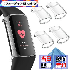 �y���������zFintie for Fitbit Charge 6 / 5�p�P�[�X �N���A �\�t�g TPU ���b�L �X�N���[���J�o�[(4�Z�b�g)(�N���A)