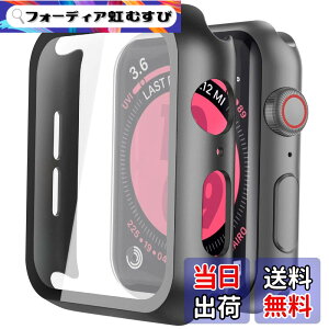 �y���������zULOE For Apple Watch SE3 SE2 SE Series 6/5/4 44mm �P�[�X, �����K���X �S�ʕی�J�o�[(�u���b�N)