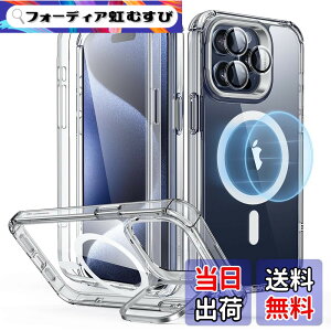 �y���������zESR iPhone 15 Pro Max �P�[�X �S�ʑϏՌ� ��phone15promax �P�[�X MagSafe �ČRMIL�K�i�����̕ی� iPhone 15 Pro Max�p �}�O�l�b�g�P�[�X �X�^���h�t�� 2�p�[�g �^�t�J�o�[ Armor�V���[�Y �N���A