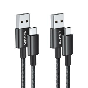 �y���������zAnker ���ϋv�i�C���� USB-C & USB-A 2.0 �P�[�u���y2�{�Z�b�g / 2�d�ҍ��̍��ϋv�i�C�����f�ށzGalaxy S10 / S10+ / S9 / S9+ / Note 8�AXperia XZ3 / iPad Air 5 ���Ή� (�u���b�N 0.9m)