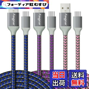 �y���������zFasgear USB C to USB A Cables 3 Pack 10ft Long 3A Fast Charging Type C 2.0 Charger Cord Nylon Braided Compatible with Galaxy S20 Note 10 S9 S8 A70 A60 A51/LG V20 G6/Moto G/PS 5 �F�F�u���[ /�p�[�v�� /�s���N�A�T�C�Y�F3M