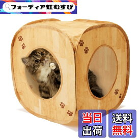 【送料無料】猫壱 キャットトンネル (ピンク) 色：木目柄、サイズ：Small