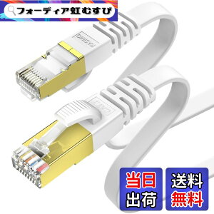 �y���������zKASIMO LAN�P�[�u�� CAT7 �t���b�g ���^ 10Gbps 600Mhz ���� �L��lan�P�[�u�� STP ���c�� �ܐ܂�h�~ RJ45 wifi�P�[�u�� �J�e�S���[7 �t���b�g�P�[�u�� PS4 PS5�Ή� �F�F�z���C�g�A�T�C�Y�F2m