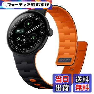 �y���������z[Bandletic] 2026 �V�^ Google Pixel Watch �o���h - Pixel Watch 1�E2�E3�E4 (41mm�E45mm) �Ή� N54���΃o���h �}�O�l�b�g���V���R�� �j�����p �X�|�[�c�p �y�� �F�F�u���b�N/�I�����W�A�T�C�Y�Fpixe