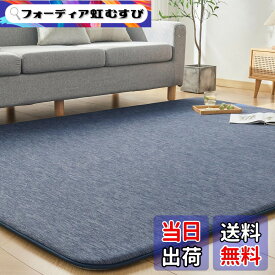 【送料無料】VK Ingeroom カーペット 夏用 極厚30mm 冷感ラグ 厚手 接触冷感 【ひんやりxもっちり】 涼しい 色：ネイビー、サイズ：190x190cm