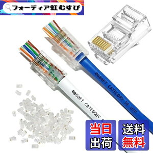 �y���������zYFFSFDC RJ45�R�l�N�^ CAT6 CAT5E CAT5 LAN�P�[�u���p �ђʌ^ �z���ȒP �ܐ܂�ɂ��� ���W�����[�v���O 8P8C 1000Mbps �P���������Ή� �u���[�h�����߂��� �T�C�Y�F100�Z�b�g