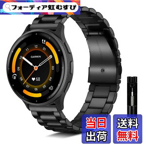 �y���������z[KeeFos] 22mm �o���h Garmin Venu 4 45mm/Venu 3 45mm/2/Forerunner 570 47mm/265/255/Vivoactive 4/Active�Ή� �����x���g���� �X�e�����X �����ȒP �����������t�� �����o���h �F�F�u���b�N�A�T�C�Y�F22