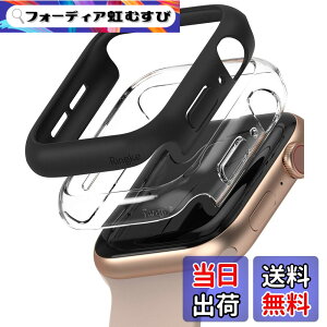 �y���������zJP - Ringke Apple Watch Series 6 / 5 / 4 / SE 40, 44mm Slim �F�FClear & Matte Black (2P)�A�T�C�Y�F[6 / 5 / 4 / SE 44mm]
