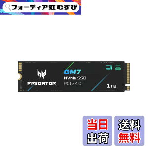 �y���������zAcer Predator M.2 SSD GM7 NVMe2.0 2280 PCIe Gen4x4 ������(�ő�ǂݎ��F7400MB/s�A�ő发�����݁F6500MB/s) ����SSD ���ϋv 3D NAND TLC PS5/PS5 Pro����m�F�ς� ���[�J�[5�N �T�C�Y�F1TB
