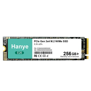 �y���������zHanye �����^ SSD PCIe Gen3x4 M.2 NVMe 2280 3D NAND E26 �������K�i ���[�J�[3�N �T�C�Y�F256GB