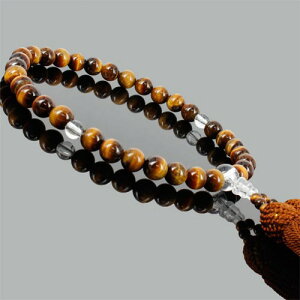 高品質(タイガーアイ&水晶)念珠・数珠 6mm〔 天然石 パワーストーン アクセサリー 〕