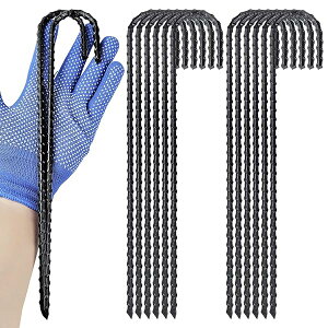 J型止めピン ロープ止め金具 長さ30cm 黒色防錆コーティング, テントペグ キャンプ サッカーゴール トランポリン など固定用 (20本入り)