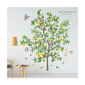 ウォールステッカー レモンの木と鳥 北欧木 緑 植物 鳥 蝶 猫 観葉植物 春 景色 壁紙シール おしゃれ アート壁 装飾 wall d?cor 壁紙ウォールシール インテリア ポスター ステッカー モダン幼稚