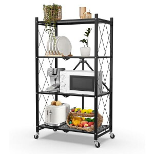 4i ܂肽ݒI [bN X`[ ܂ ^bN I[vVFt LX^[t ȃLb`I  gݗĕsv Folding Shelf (Black, 71×s34×127cm)