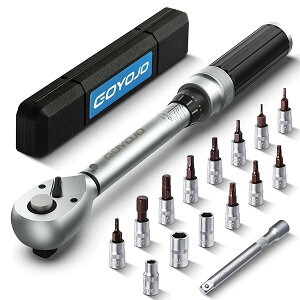 トルクレンチ プレセット型 16点セット 差込角(1/4インチ) 2-24N.m 両回転対応 トルク精度 ±3% 自動車用、自電車、オートバイ、機械の整備 作業工具 ( 2-24N.m 16点 )