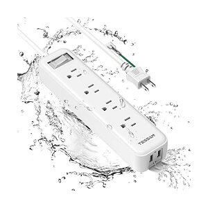 【送料無料】電源タップ 2m 延長コード 防水 防水コンセント テーブルタップ usb コンセント 4個AC口 2個USB-Aポート 雷ガード 一括集中スイッチ マルチタップ 卓上に 壁掛け式 洗面台/キッチン/