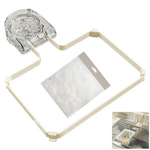 【送料無料】三角コーナー いらず 強力吸盤 水切りネットホルダー ステンレス シンク ゴミ受け 生ゴミ処理 折り畳み 省スペース 浮かせる キッチン シンク 台所 水切りネット50枚付き (クリ