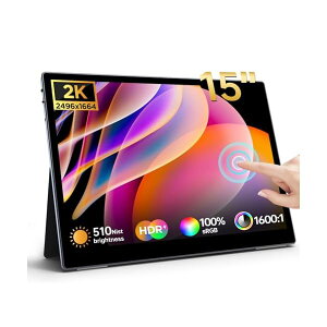 【送料無料】モバイルモニター 15インチ 2496*1664 3:2画面比 ポータブルモニター モバイルディスプレイ 高輝度510nits IPSパネル 100%sRGB広色域 HDR 超薄型 自立型 USB/Type-C/mini HDMI/PS5