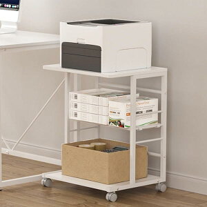 【送料無料】プリンター台 幅50cm 奥行40cm 高さ63cm プリンターラック 棚 ラック A3 A4対応 キャスター付き 総耐荷重60kg コピー機台 サイド デスク ワゴン 中棚調整可能 移動便利 組立簡単 (ホワ